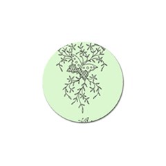 Illustration Of Butterflies And Flowers Ornament On Green Background Golf Ball Marker (4 Pack) by BangZart