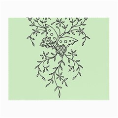 Illustration Of Butterflies And Flowers Ornament On Green Background Small Glasses Cloth by BangZart