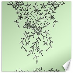 Illustration Of Butterflies And Flowers Ornament On Green Background Canvas 12  X 12  