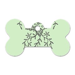 Illustration Of Butterflies And Flowers Ornament On Green Background Dog Tag Bone (one Side) by BangZart