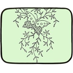 Illustration Of Butterflies And Flowers Ornament On Green Background Fleece Blanket (mini)