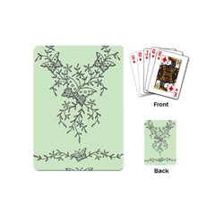 Illustration Of Butterflies And Flowers Ornament On Green Background Playing Cards (mini)  by BangZart