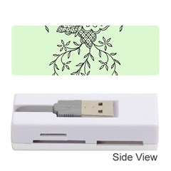 Illustration Of Butterflies And Flowers Ornament On Green Background Memory Card Reader (stick)  by BangZart