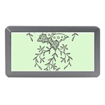 Illustration Of Butterflies And Flowers Ornament On Green Background Memory Card Reader (Mini) Front