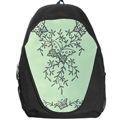 Illustration Of Butterflies And Flowers Ornament On Green Background Backpack Bag by BangZart