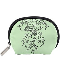 Illustration Of Butterflies And Flowers Ornament On Green Background Accessory Pouches (small)  by BangZart