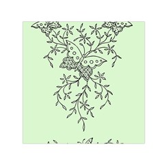 Illustration Of Butterflies And Flowers Ornament On Green Background Small Satin Scarf (square) by BangZart