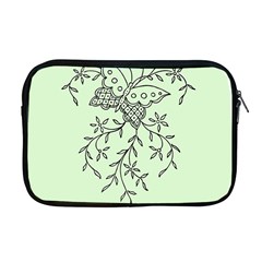 Illustration Of Butterflies And Flowers Ornament On Green Background Apple Macbook Pro 17  Zipper Case by BangZart