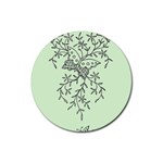 Illustration Of Butterflies And Flowers Ornament On Green Background Rubber Coaster (Round)  Front