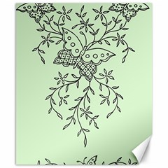 Illustration Of Butterflies And Flowers Ornament On Green Background Canvas 8  X 10  by BangZart