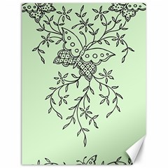 Illustration Of Butterflies And Flowers Ornament On Green Background Canvas 12  X 16   by BangZart