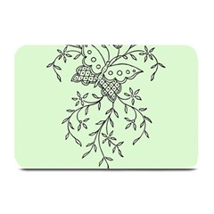 Illustration Of Butterflies And Flowers Ornament On Green Background Plate Mats by BangZart