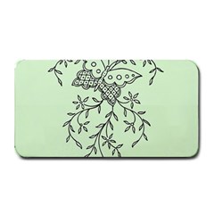 Illustration Of Butterflies And Flowers Ornament On Green Background Medium Bar Mats by BangZart