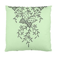 Illustration Of Butterflies And Flowers Ornament On Green Background Standard Cushion Case (one Side) by BangZart