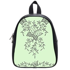 Illustration Of Butterflies And Flowers Ornament On Green Background School Bags (small)  by BangZart