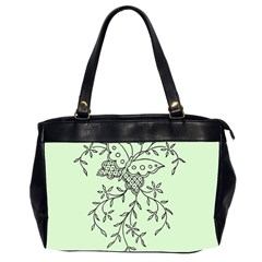 Illustration Of Butterflies And Flowers Ornament On Green Background Office Handbags (2 Sides)  by BangZart