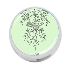 Illustration Of Butterflies And Flowers Ornament On Green Background 4-port Usb Hub (two Sides)  by BangZart