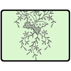 Illustration Of Butterflies And Flowers Ornament On Green Background Fleece Blanket (large)  by BangZart