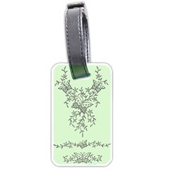 Illustration Of Butterflies And Flowers Ornament On Green Background Luggage Tags (one Side)  by BangZart