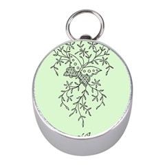 Illustration Of Butterflies And Flowers Ornament On Green Background Mini Silver Compasses by BangZart