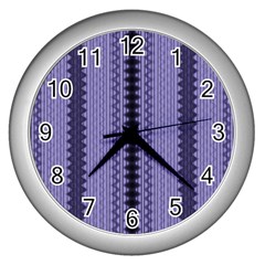 Zig Zag Repeat Pattern Wall Clocks (silver)  by BangZart