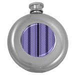 Zig Zag Repeat Pattern Round Hip Flask (5 oz) Front