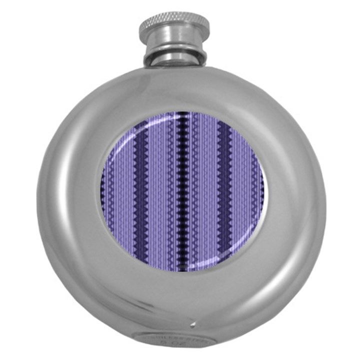 Zig Zag Repeat Pattern Round Hip Flask (5 oz)