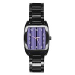 Zig Zag Repeat Pattern Stainless Steel Barrel Watch Front