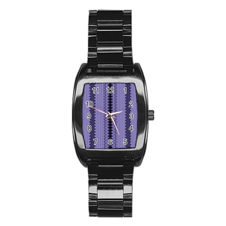 Zig Zag Repeat Pattern Stainless Steel Barrel Watch