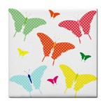 Beautiful Colorful Polka Dot Butterflies Clipart Tile Coasters Front