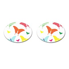 Beautiful Colorful Polka Dot Butterflies Clipart Cufflinks (oval) by BangZart