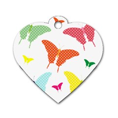 Beautiful Colorful Polka Dot Butterflies Clipart Dog Tag Heart (two Sides) by BangZart