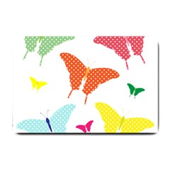 Beautiful Colorful Polka Dot Butterflies Clipart Small Doormat  by BangZart