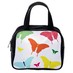 Beautiful Colorful Polka Dot Butterflies Clipart Classic Handbags (one Side) by BangZart