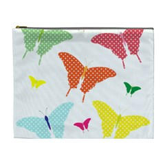 Beautiful Colorful Polka Dot Butterflies Clipart Cosmetic Bag (xl) by BangZart