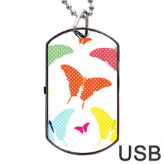 Beautiful Colorful Polka Dot Butterflies Clipart Dog Tag Usb Flash (two Sides) by BangZart