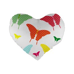 Beautiful Colorful Polka Dot Butterflies Clipart Standard 16  Premium Heart Shape Cushions by BangZart