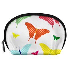 Beautiful Colorful Polka Dot Butterflies Clipart Accessory Pouches (large)  by BangZart