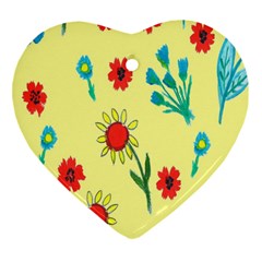 Flowers Fabric Design Ornament (heart) by BangZart