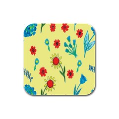 Flowers Fabric Design Rubber Square Coaster (4 Pack)  by BangZart