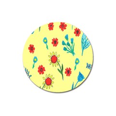 Flowers Fabric Design Magnet 3  (round) by BangZart