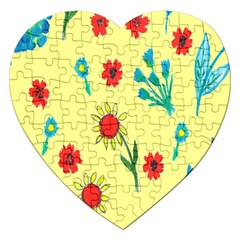 Flowers Fabric Design Jigsaw Puzzle (heart) by BangZart