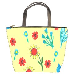 Flowers Fabric Design Bucket Bags by BangZart