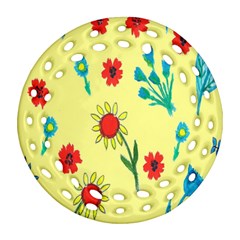 Flowers Fabric Design Round Filigree Ornament (two Sides)