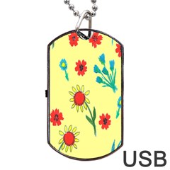 Flowers Fabric Design Dog Tag Usb Flash (two Sides) by BangZart