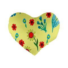 Flowers Fabric Design Standard 16  Premium Heart Shape Cushions by BangZart