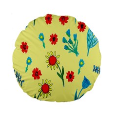 Flowers Fabric Design Standard 15  Premium Flano Round Cushions by BangZart