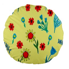 Flowers Fabric Design Large 18  Premium Flano Round Cushions by BangZart