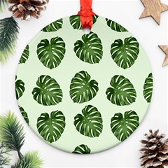 Leaf Pattern Seamless Background Ornament (round) by BangZart