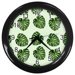 Leaf Pattern Seamless Background Wall Clocks (black) by BangZart